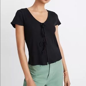 NWT Madewell Ribbed Bow-Front Tee
